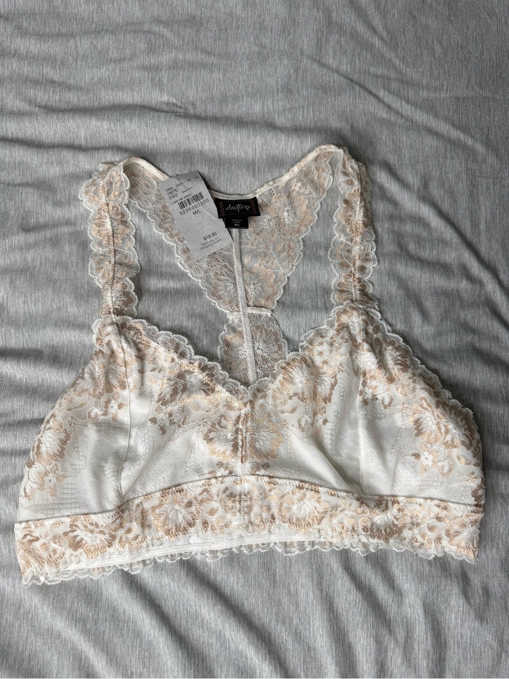 Daytrip Lace Bralette in White and Beige